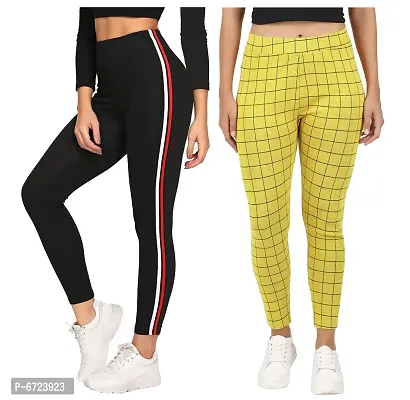 Womens Gym Yoga Sports and Fitness Leggings Stretchable Tights Pack of 2
