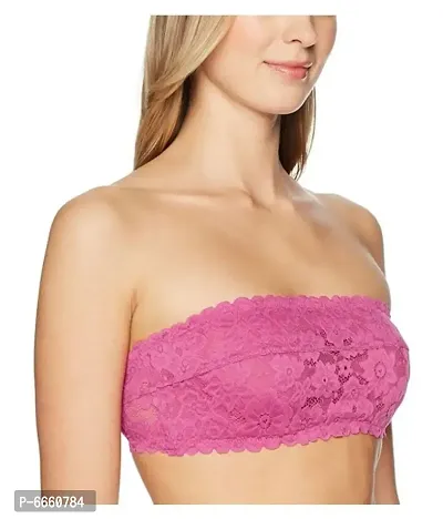 Womens Lace Tube Strapless and Free Transparent Detachable Strap, Lightly Padded Bra Padded Bra (Size Free 28B to 34B)