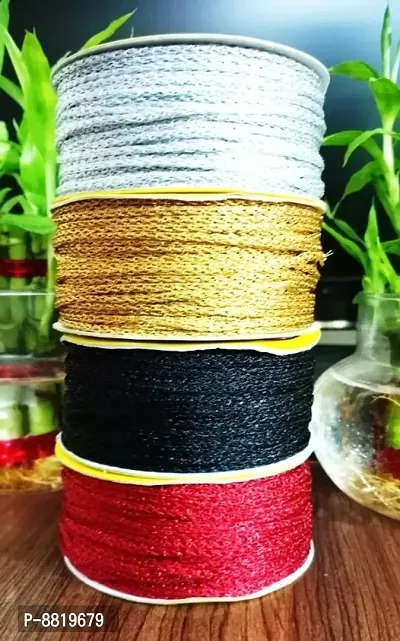 Multi-Color Dori 12MTR X 4 PCS Used in Art  Craft Also Used in Blouse Hanging (Multipurpose use Dori) Lace Reel (Pack of 4)