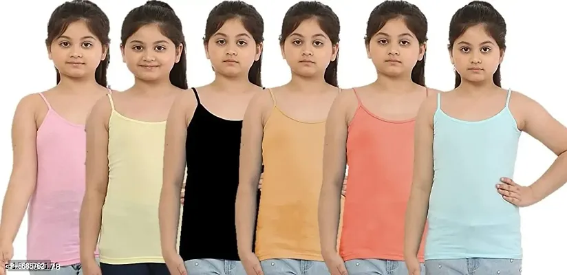 Multi-Coloured Slip  Camisole for Girls (Pack of 6)-thumb0