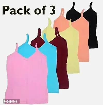 Multi-Coloured Slip  Camisole for Girls (Pack of 3)