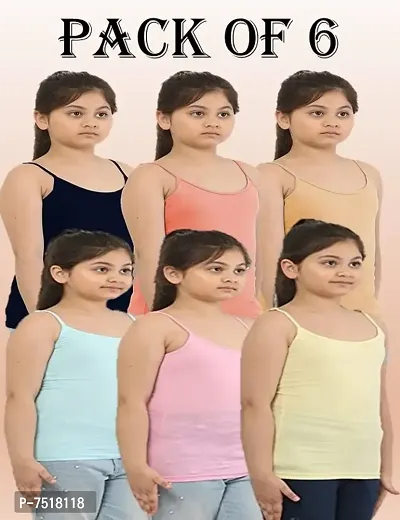 Multicolor Cotton Blend Girls Innerwear Camisole pack of 5-thumb0