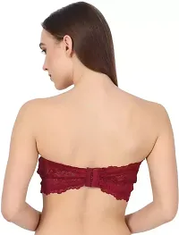 Womens Lace Tube Strapless  Free Transparent Detachable Strap, Lightly Padded Bra Padded Bra (Size Free 28B to 32B)-thumb2