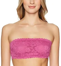 Womens Lace Tube Strapless and Free Transparent Detachable Strap, Lightly Padded Bra Padded Bra (Size Free 28B to 34B)-thumb1