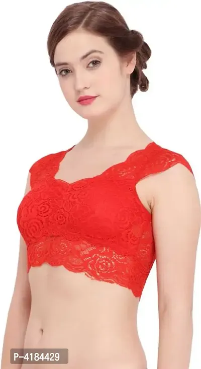 Women's Seamless Padded Non Wired Bra (Net Blouse)-thumb3