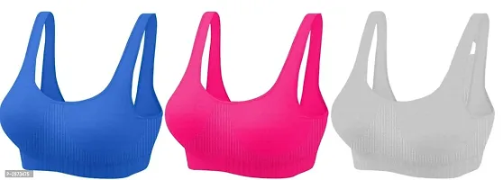 Women's And Girl's Non Padded Sport Air Bra In Fine Colour With Comfortable Size (PACK fOF 3)-thumb0