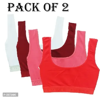 Women's And Girl's Non Padded Sport Air Bra In Fine Colour With Comfortable Size (PACK fOF 2)