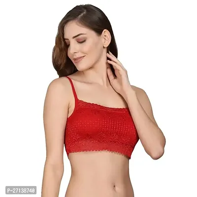 Fancy Party Wear Red Net Bra for Women-thumb2
