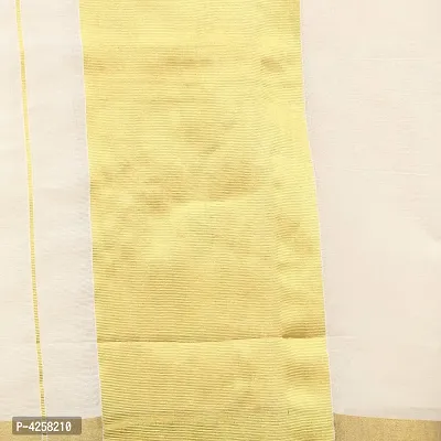 Kerala Cotton Blend Kasavu Saree with Blouse piece-thumb4