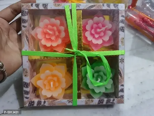 Designer  flower candles Pack of 4