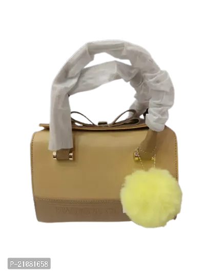 Stylish Yellow Nylon Self Pattern Handbags For Women-thumb0