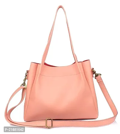 Stylish Peach Nylon Self Pattern Handbags For Women-thumb0