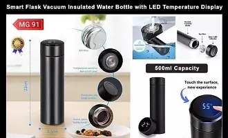 Temperature Smart Vacuum Insulated Thermos Water Bottle With LED Temperature Display 304 Stainless Steel Perfect For Hot And Cold Drinks (Pack Of 1, Black, Steel)-thumb2