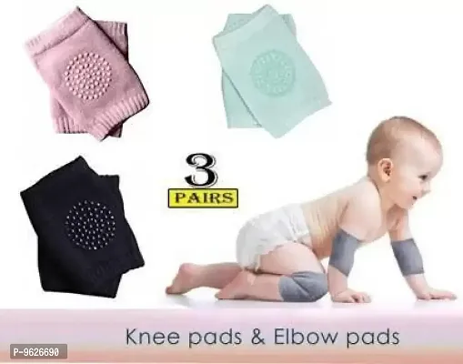 Multicolor Baby Knee Pads (Knee Socks) (Random Color , Pack Of 3)-thumb0