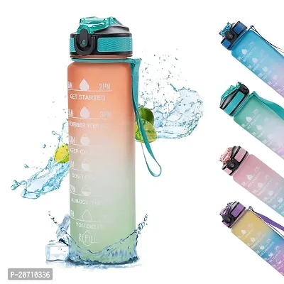 Water Bottle with Straw Time Marker Motivational Bottles Tritan BPA Free for Fitness Gym Outdoor Sports (Pack of 1)-thumb0