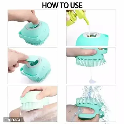 Body Bath Brush, Silicone Soft Cleaning Bath Body Brush With Shampoo Dispenser (Random Color, Pack Of 1)-thumb4