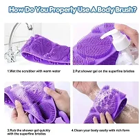 Silicone Bath Body Brush With Shampoo Dispenser And Soft Bristles For Shower Massage  (Random Color, Pack Of 1)-thumb1