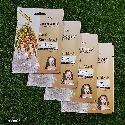 Orogold Face Sheet Mask With Rice Extract For a radiant And flawless Skin, Pack Of 4 , 20g each-thumb0