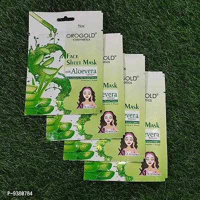 Orogold Face Sheet Mask With Aloevera Extract For Improving Skin Natural Firmness, Pack Of 4 , 20g each