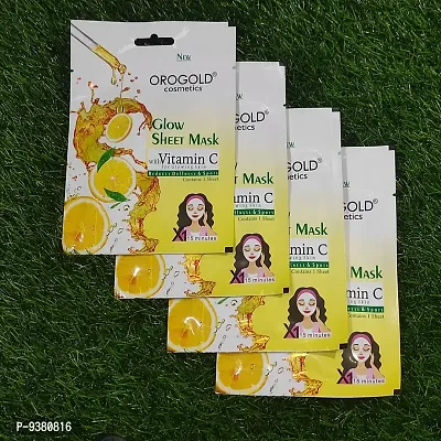 Orogold Face Sheet Mask With Vitamin-C For Glowing Skin, Pack Of 4 , 20g each