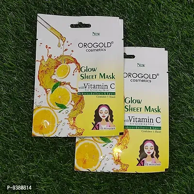 Orogold Face Sheet Mask With Vitamin-C For Glowing Skin, Pack Of 2 , 20g each-thumb0