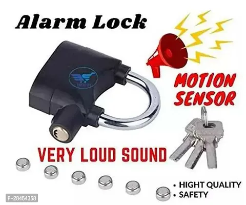 Alarm Security Lock with Motion Sensor and 3 Keys, Metallic finish (Black)-thumb0