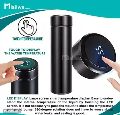 Temperature Smart Vacuum Insulated Thermos Water Bottle With LED Temperature Display 304 Stainless Steel Perfect For Hot And Cold Drinks (Pack Of 1, Black, Steel)-thumb4