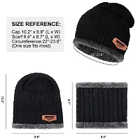 Classy Woolen Solid Beanie Cap with Neck Warmer-thumb2