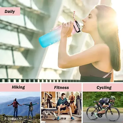 Trendy Water Bottle with Straw Time Marker Motivational Bottles Tritan BPA Free for Fitness Gym Outdoor Sports (Pack of 1)