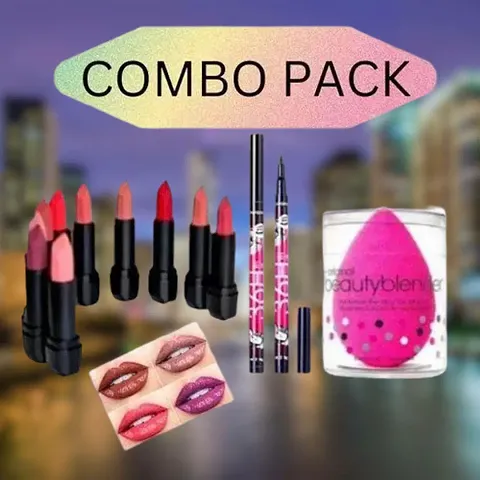 3D Matte Lipstick And Essential Makeup Kit Combo For Women