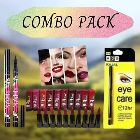 3D Matte Lipstick And Essential Makeup Kit Combo For Women