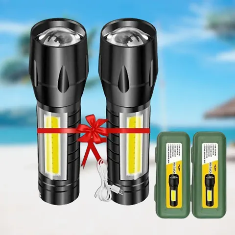 Zoomable Waterproof Torchlight LED 2 In 1 Waterproof 3 Mode Rechargeable