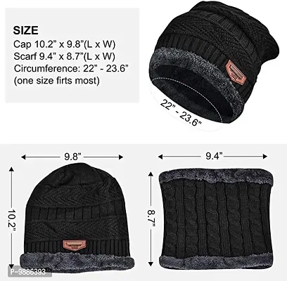 Winter Knit Beanie Cap Hat Neck Warmer Scarf and Woolen Gloves Set for Men And Women 2 Piece Pack of 2 set , Random Color-thumb4