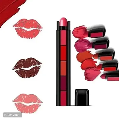 Trendy 5 In 1 Matte Lipstick Pack Of 1 - Random Shades