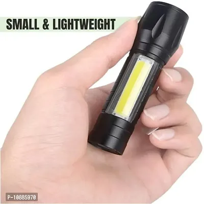 Zoomable Waterproof Torchlight LED 2 In 1 Waterproof 3 Mode Rechargeable LED Zoomable Metal 7W Torch -Black, 9.3 Cm, Rechargeable, Pack Of 1-thumb0