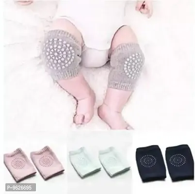 Baby Anti Slip Socks Children Short Knee-Pads (Random Color , Pack Of 3)-thumb0