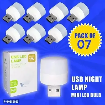 USB Night Lights Portable Home USB Atmosphere Lights LED Plug In Bulbs LED Toilet Bedroom Lights Bulb For Bathroom Car Nursery Kitchen, Warm White 7 LED Light-thumb0