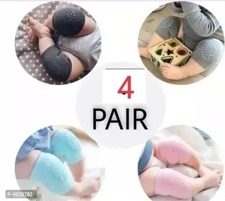 Baby Anti Slip Socks Children Short Knee-Pads (Random Color , Pack Of 4)-thumb0