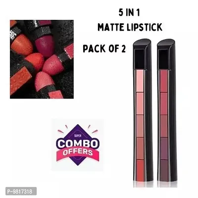 Trendy 5 In 1 Matte Lipstick Pack Of 2 - Random Shades-thumb0