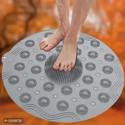 Foot Brush Scrubber Massager Anti Slip Shower Mats Bath Wash Cushion Tub Mat Foot Acupressure Silicone Mat Bathroom Floor Mats Anti Slip Bathroom Rubber Mat Pack Of 1-thumb0