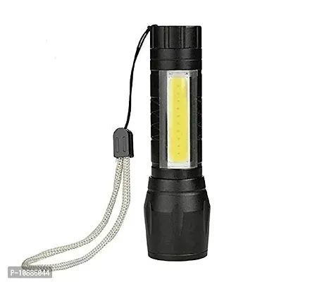 Zoomable Waterproof Torchlight LED 2 In 1 Waterproof 3 Mode Rechargeable LED Zoomable Metal 7W Torch -Black, 9.3 Cm, Rechargeable, Pack Of 1-thumb0