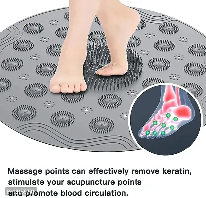 Silicone Bathroom Mat Foot And Back Cleaner Scrubber Anti-Slip Mat With Drain Machine Washable Anti Bacterial Shower Mat Antibacterial Back Cushion Mat -Pack Of 1-thumb4