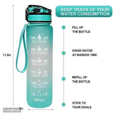 Trendy Water Bottle with Straw Time Marker Motivational Bottles Tritan BPA Free for Fitness Gym Outdoor Sports (Pack of 1)