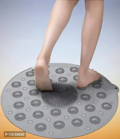 Foot Brush Scrubber Massager Anti Slip Shower Mats Bath Wash Cushion Tub Mat Foot Acupressure Silicone Mat Bathroom Floor Mats Anti Slip Bathroom Rubber Mat Pack Of 1