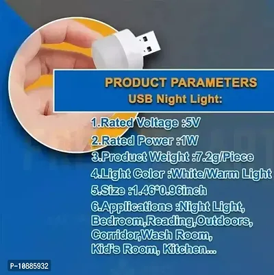 USB Night Lights Portable Home USB Atmosphere Lights LED Plug In Bulbs LED Toilet Bedroom Lights Bulb For Bathroom Car Nursery Kitchen, Warm White 10 LED Light-thumb2