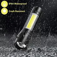 Zoomable Waterproof Torchlight LED 2 In 1 Waterproof 3 Mode Rechargeable LED Zoomable Metal 7W Torch -Black, 9.3 Cm, Rechargeable, Pack Of 1-thumb2