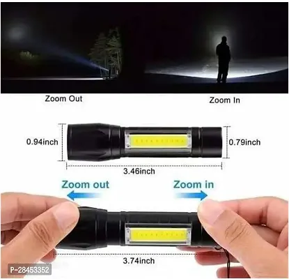 Zoomable Torch Light Long Range 2 in 1 Long Distance Up to 0.4 Km Keychain Flashlight With USB Charging  3 Light Mode Flash Light-thumb3