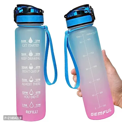 Trendy Water Bottle with Straw Time Marker Motivational Bottles Tritan BPA Free for Fitness Gym Outdoor Sports (Pack of 2)