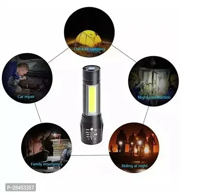 Zoomable Torch Light Long Range 2 in 1 Long Distance Up to 0.4 Km Keychain Flashlight With USB Charging  3 Light Mode Flash Light-thumb0