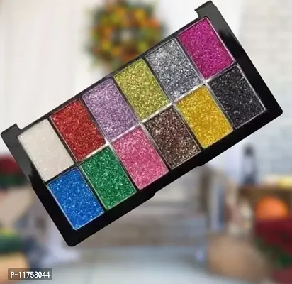 Trendy Smudge Proof Eye Shadow | Smokey Eye, Glamorous Eye Makeup M  M 12 Color Glitter Eyeshadow Palette Highly Pigmented Shades Pack Of 1